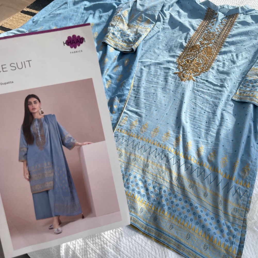 Khaadi 3 piece blue suit